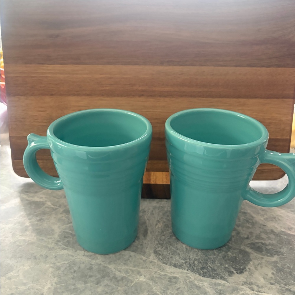Fiesta Turquoise Ceramic Latte Mugs - Set of 2